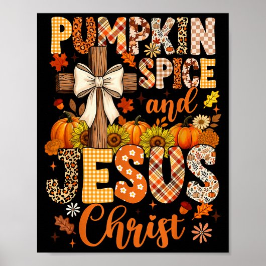Pumpkin Sce And Jesus Christ Funny Fall Christian  Poster (Voorkant)
