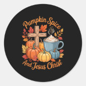 Pumpkin Sce And Jesus Christ Funny Fall Christian  Ronde Sticker (Voorkant)