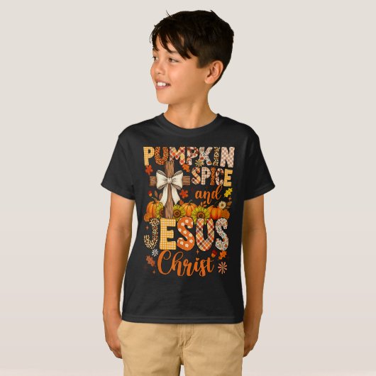 Pumpkin Sce And Jesus Christ Funny Fall Christian  T-shirt (Voorkant volledig)