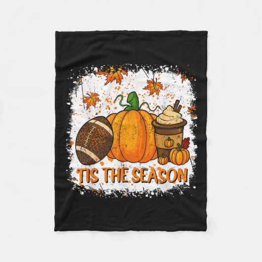Pumpkin Sce Football Tis The Season Fall Thanksgiv Fleece Deken (Voorkant)