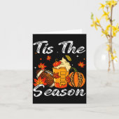 Pumpkin Sce Football Tis The Season Fall Thanksgiv Kaart (Gele Bloem)