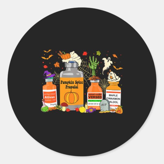 Pumpkin Sce Profol Ativan Versed Haldol Halloween  Ronde Sticker (Voorkant)
