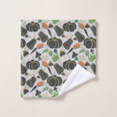 Pumpkin seamless pattern carrot black and white bad handdoek (Wasdoekje)