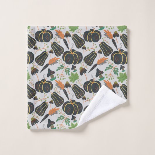 Pumpkin seamless pattern carrot black and white bad handdoek (Wasdoekje)