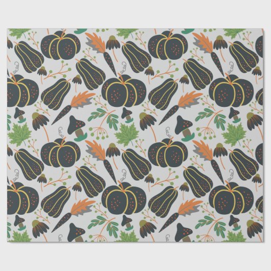 Pumpkin seamless pattern carrot black and white cadeaupapier (Vlak)