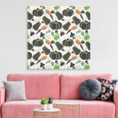 Pumpkin seamless pattern carrot black and white canvas afdruk (Insitu (Woonkamer))