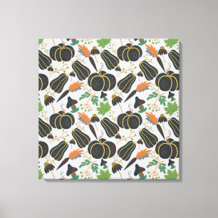 Pumpkin seamless pattern carrot black and white canvas afdruk