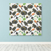 Pumpkin seamless pattern carrot black and white canvas afdruk (Insitu (Houten vloer))