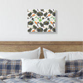 Pumpkin seamless pattern carrot black and white canvas afdruk (Insitu (Slaapkamer))