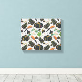 Pumpkin seamless pattern carrot black and white canvas afdruk (Insitu (Houten vloer))