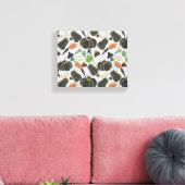 Pumpkin seamless pattern carrot black and white canvas afdruk (Insitu (Woonkamer))