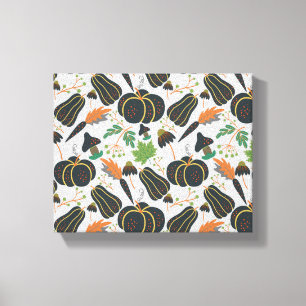 Pumpkin seamless pattern carrot black and white canvas afdruk