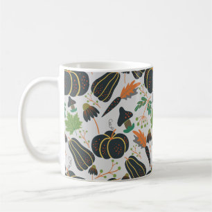 Pumpkin seamless pattern carrot black and white koffiemok