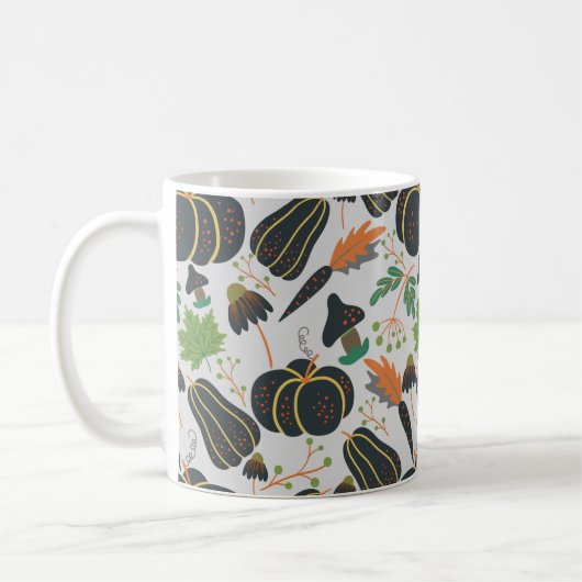 Pumpkin seamless pattern carrot black and white koffiemok (Links)