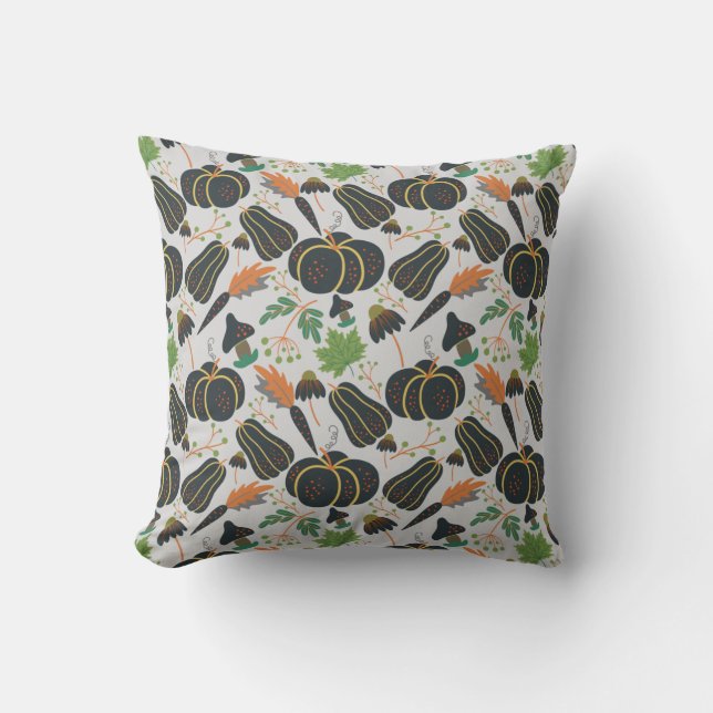 Pumpkin seamless pattern carrot black and white kussen (Voorkant)