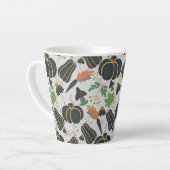 Pumpkin seamless pattern carrot black and white latte mok (Linkerhoek)