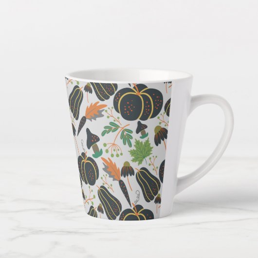 Pumpkin seamless pattern carrot black and white latte mok (Rechts)