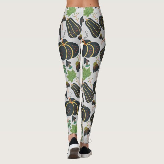 Pumpkin seamless pattern carrot black and white leggings (Achterkant)