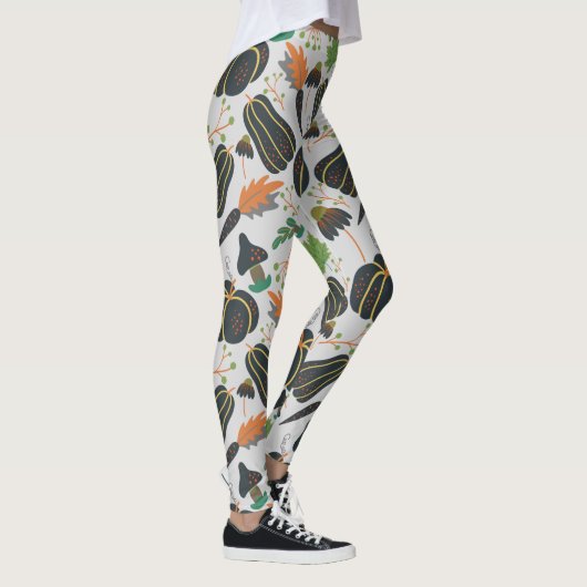Pumpkin seamless pattern carrot black and white leggings (Rechts)