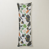 Pumpkin seamless pattern carrot black and white lichaamskussen (Achterkant (Verticaal))
