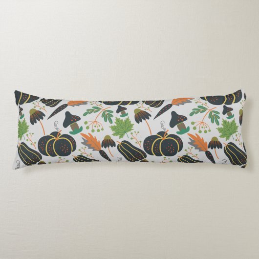 Pumpkin seamless pattern carrot black and white lichaamskussen (Voorkant)