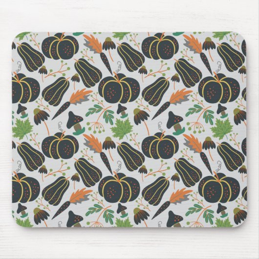 Pumpkin seamless pattern carrot black and white muismat (Voorkant)
