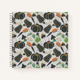 Pumpkin seamless pattern carrot black and white notitieboek