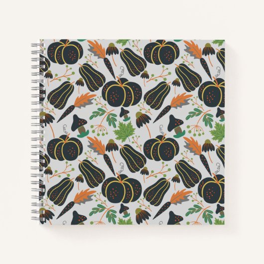 Pumpkin seamless pattern carrot black and white notitieboek (Voorkant)