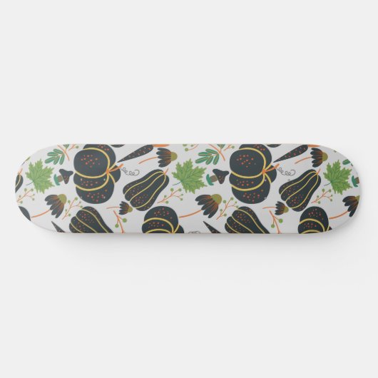 Pumpkin seamless pattern carrot black and white persoonlijk skateboard (Horizontaal)