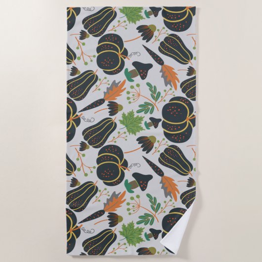 Pumpkin seamless pattern carrot black and white strandlaken (Voorkant)
