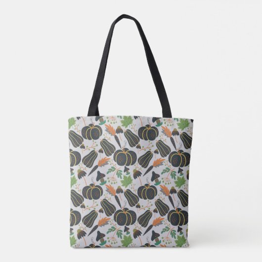 Pumpkin seamless pattern carrot black and white tote bag (Achterkant)