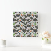 Pumpkin seamless pattern carrot black and white vierkante klok (Huis)
