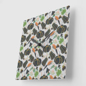 Pumpkin seamless pattern carrot black and white vierkante klok (Hoek)