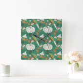 Pumpkin seamless pattern carrots and mushrooms vierkante klok (Huis)