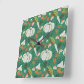 Pumpkin seamless pattern carrots and mushrooms vierkante klok (Hoek)