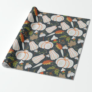 Pumpkin seamless pattern floral black and white cadeaupapier