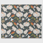 Pumpkin seamless pattern floral black and white cadeaupapier (Vlak)