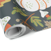 Pumpkin seamless pattern floral black and white cadeaupapier (Rol Hoek)