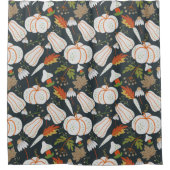 Pumpkin seamless pattern floral black and white douchegordijn (Voorkant)