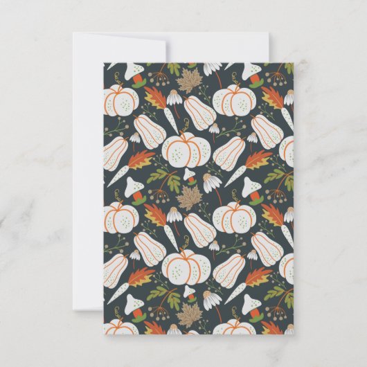 Pumpkin seamless pattern floral black and white kaart (Voorkant)