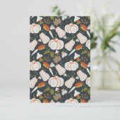 Pumpkin seamless pattern floral black and white kaart (Staand voorkant)