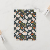 Pumpkin seamless pattern floral black and white kaart (Voorkant / Achterkant in situ)