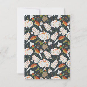 Pumpkin seamless pattern floral black and white kaart