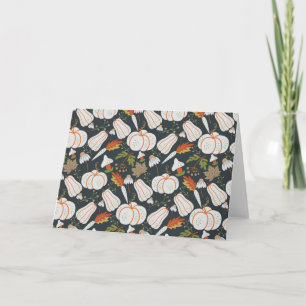 Pumpkin seamless pattern floral black and white kaart