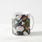 Pumpkin seamless pattern floral black and white koffiemok (Voorkant rechts)