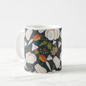 Pumpkin seamless pattern floral black and white koffiemok (Voorkant links)