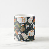 Pumpkin seamless pattern floral black and white koffiemok (Center)
