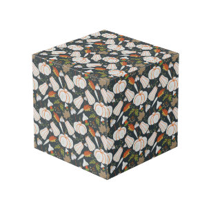 Pumpkin seamless pattern floral black and white kubus