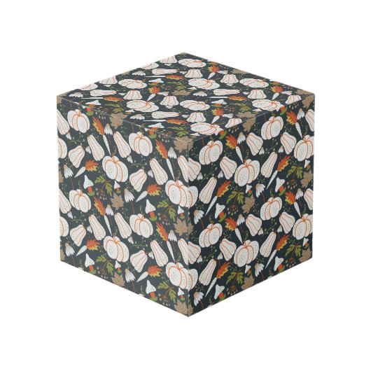 Pumpkin seamless pattern floral black and white kubus (Voorkant hoekig)
