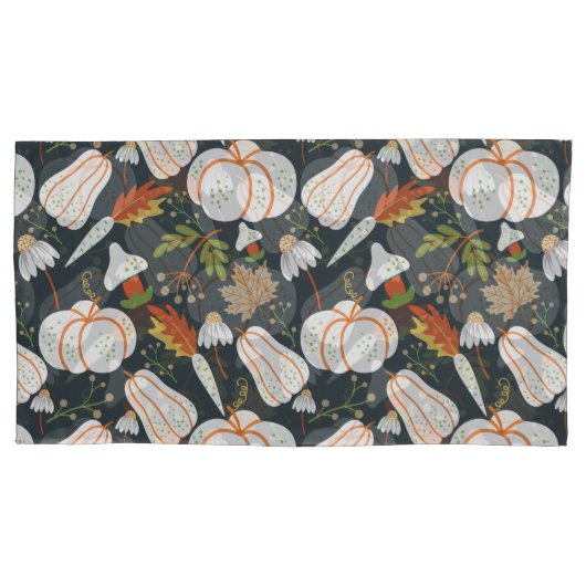Pumpkin seamless pattern floral black and white kussensloop (Voorkant-Links)